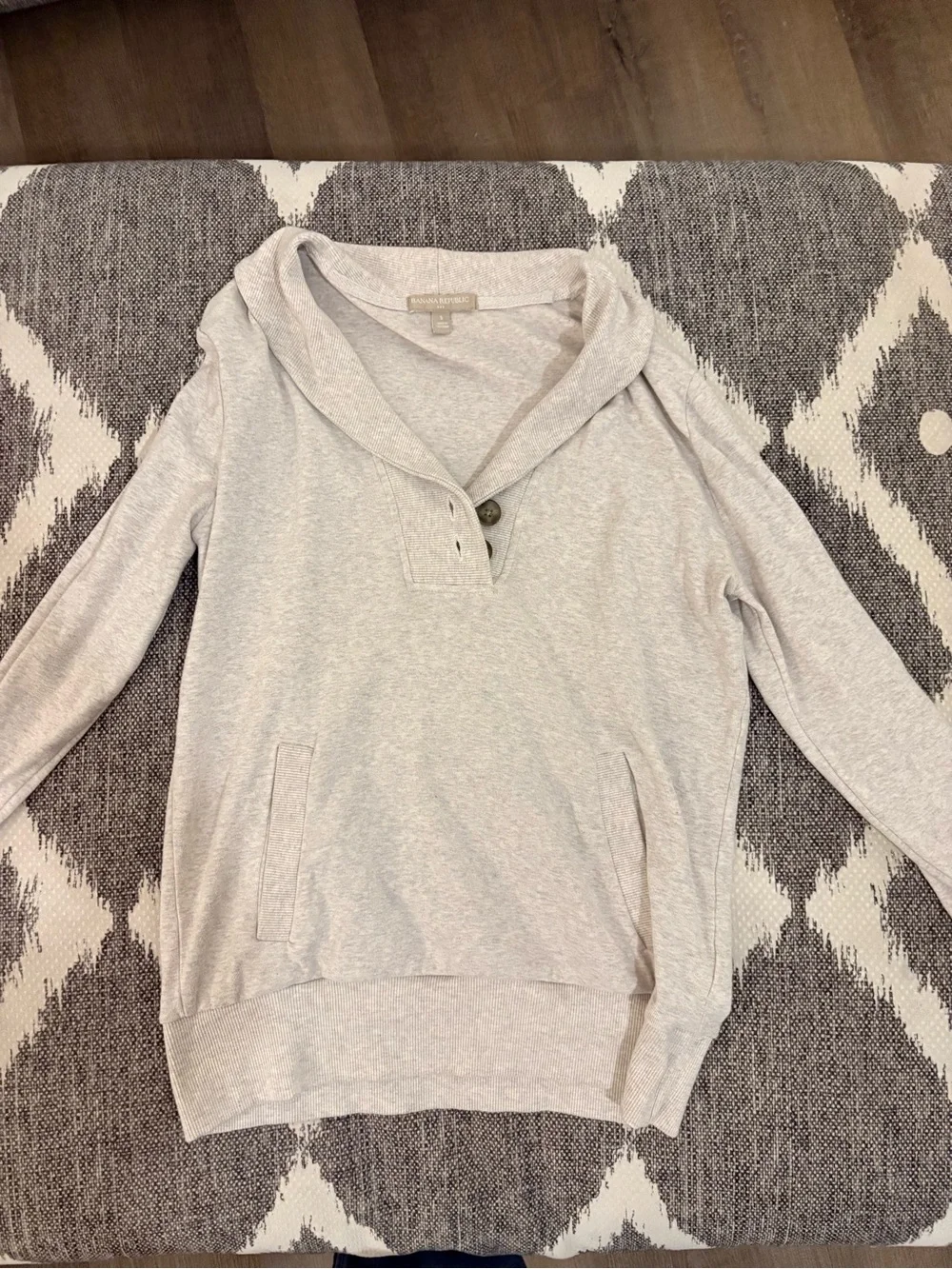 Banana Republic Light Gray Shawl Collar Pullover